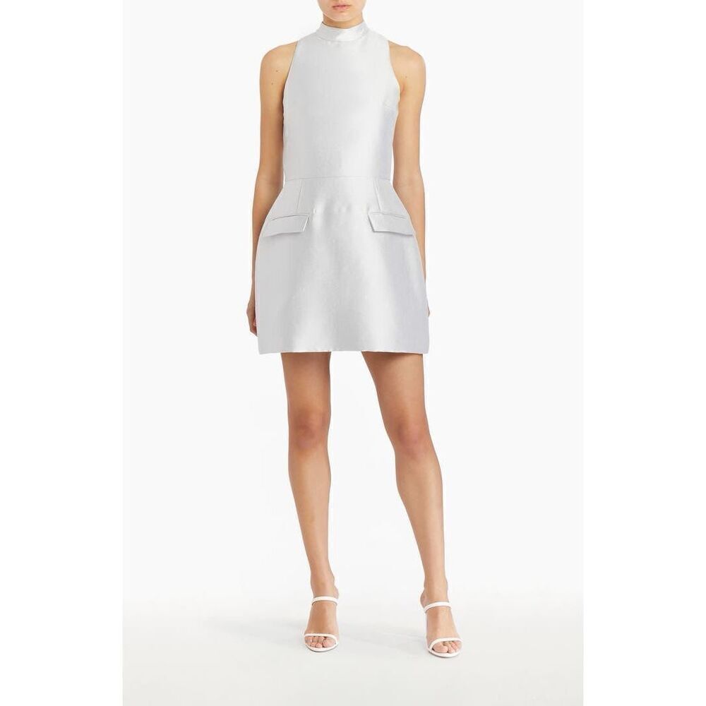 Amanda Uprichard Women’s Silver Everhart Satin Twill Mini Dress NWOT